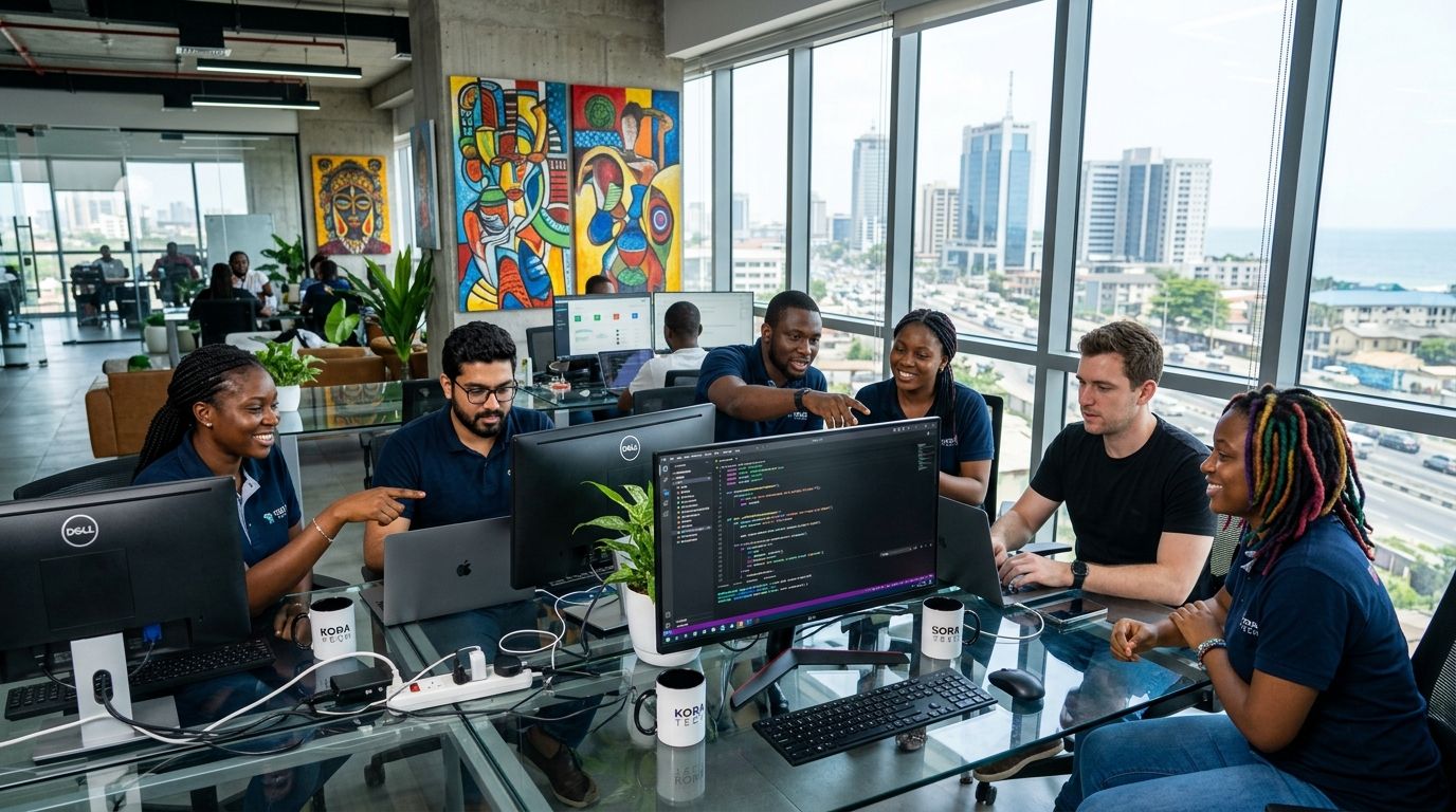 The Laubraco engineering team collaborating on a software project